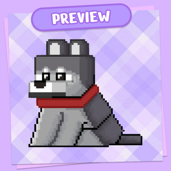 Ashen Minecraft-Inspired Wolf Die Cut Sticker