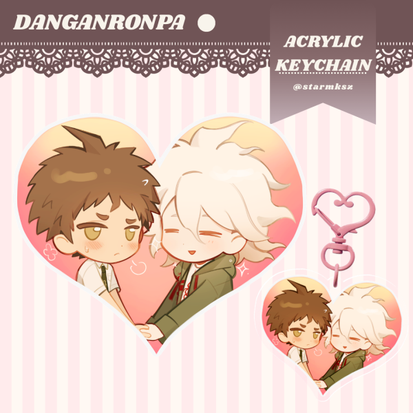 [Danganronpa] Komahina / Hinakoma | Hajime Hinata & Nagito Komaeda (Colored Edge Acrylic Keychains)