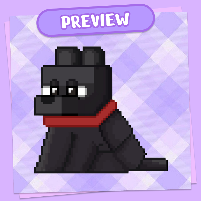 Black Minecraft-Inspired Wolf Die Cut Sticker