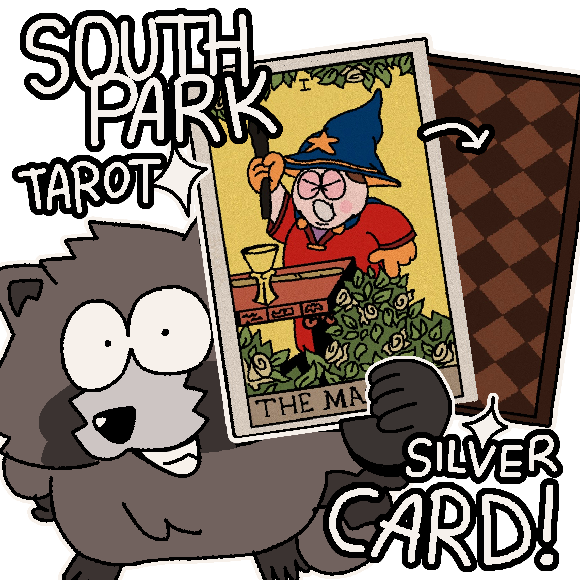South Park TAROT silver CARD! (THE MAGICIAN - I)