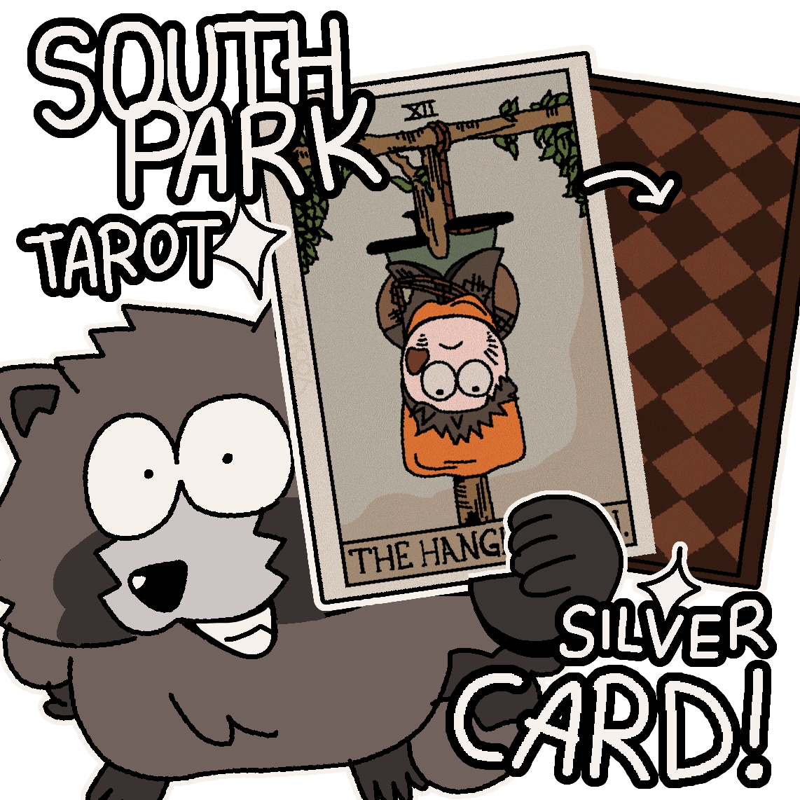 South Park TAROT silver CARD! (THE HANGED MAN - XII)