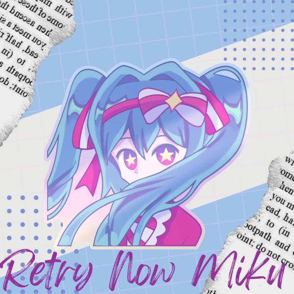 Hatsune Miku Vocaloid Retry Now Clear PET Vinyl Die Cut Stickers