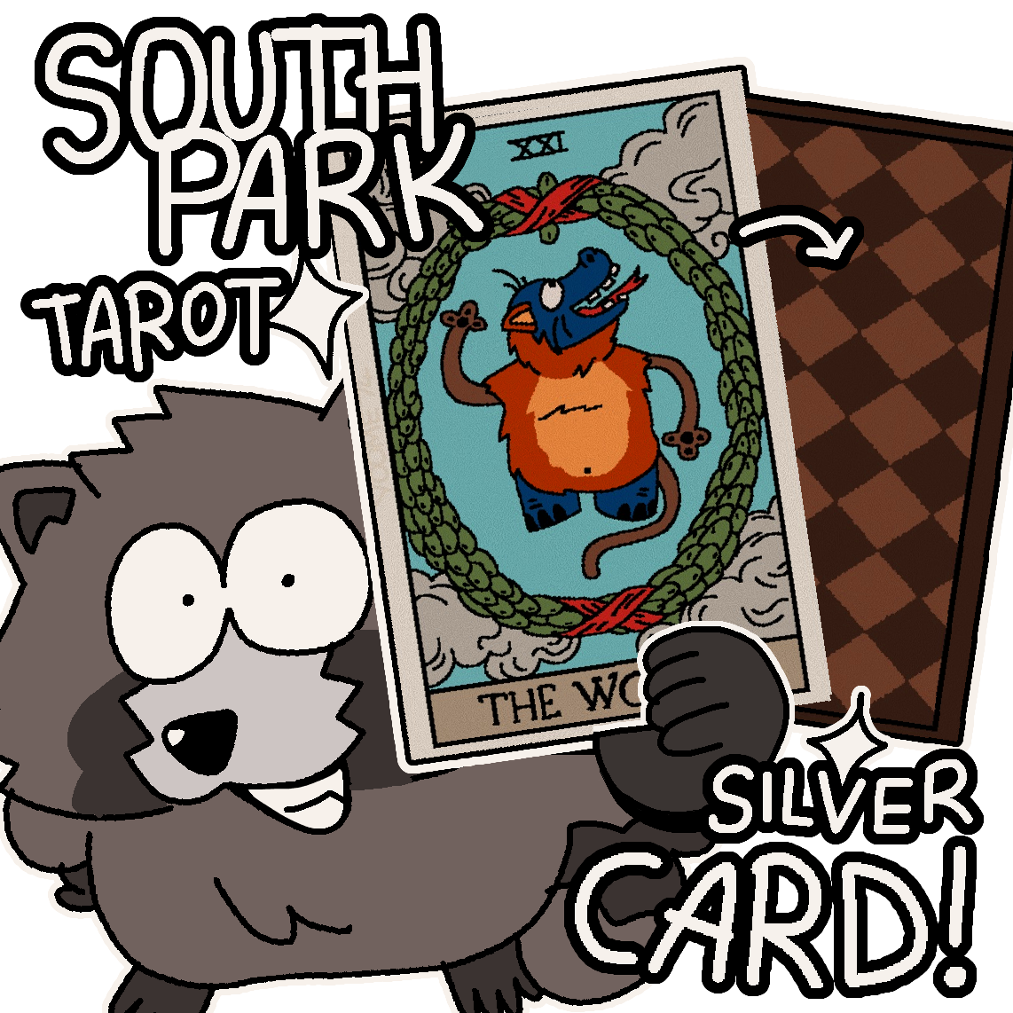 South Park TAROT silver CARD! (THE WORLD - XXI)