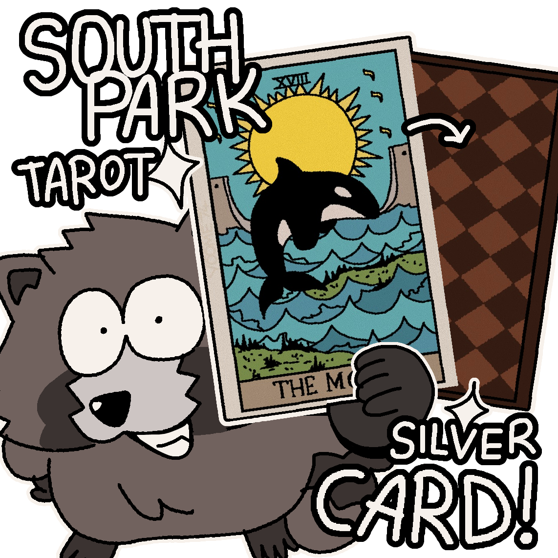 South Park TAROT silver CARD! (THE MOON - XVIII)