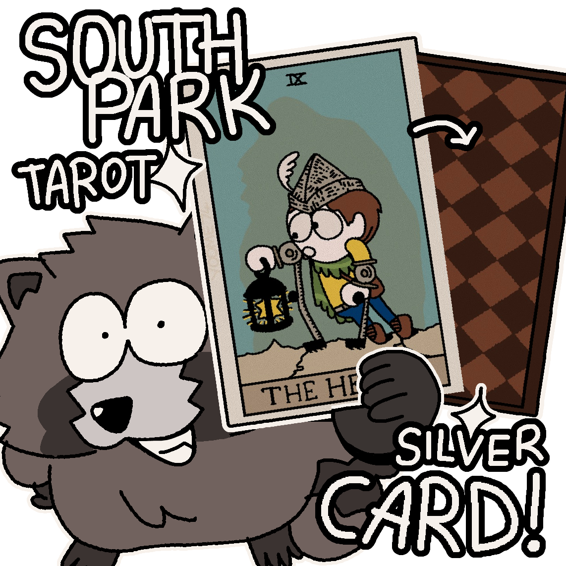 South Park TAROT silver CARD! (THE HERMIT - IX)