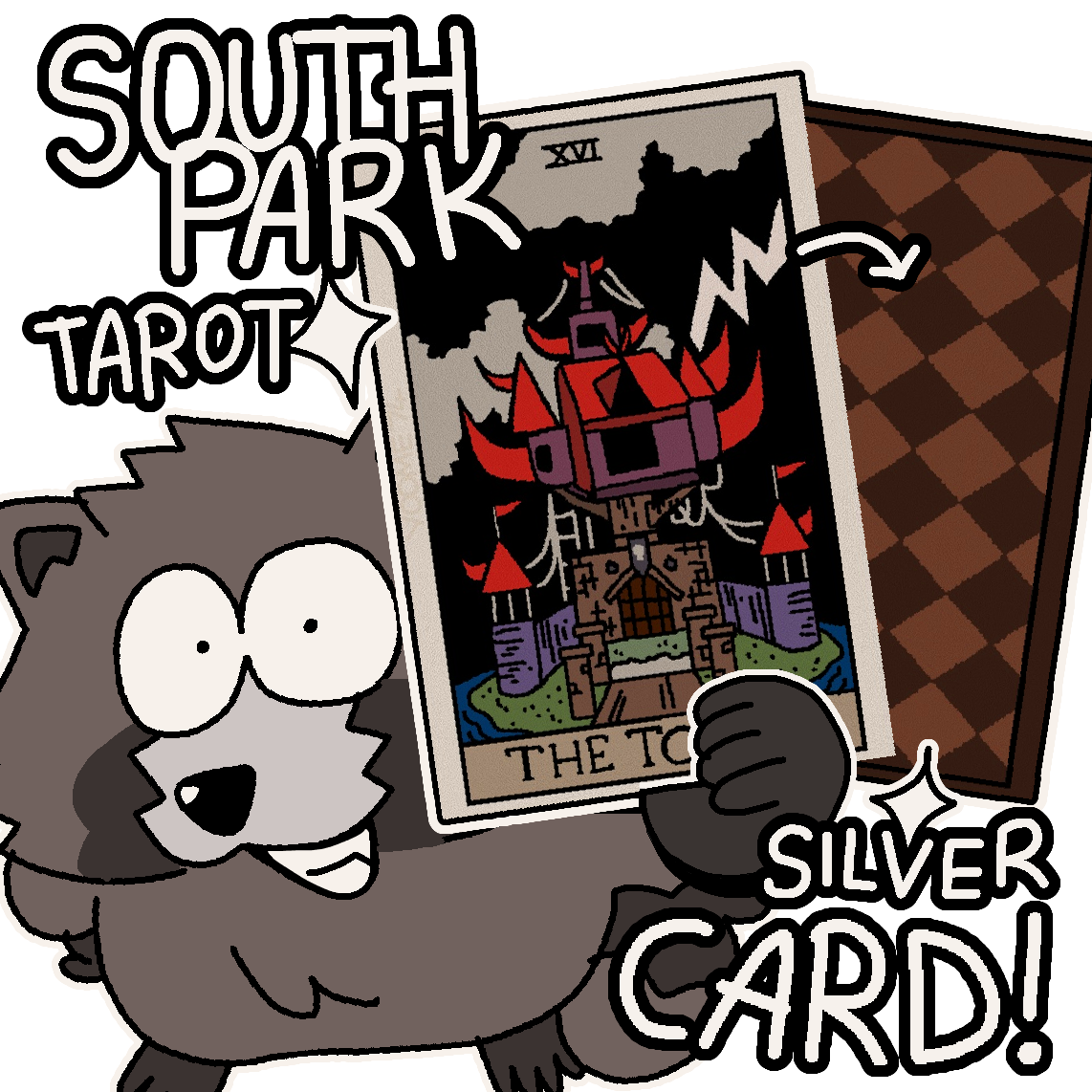 South Park TAROT silver CARD! (THE TOWER - XVI)