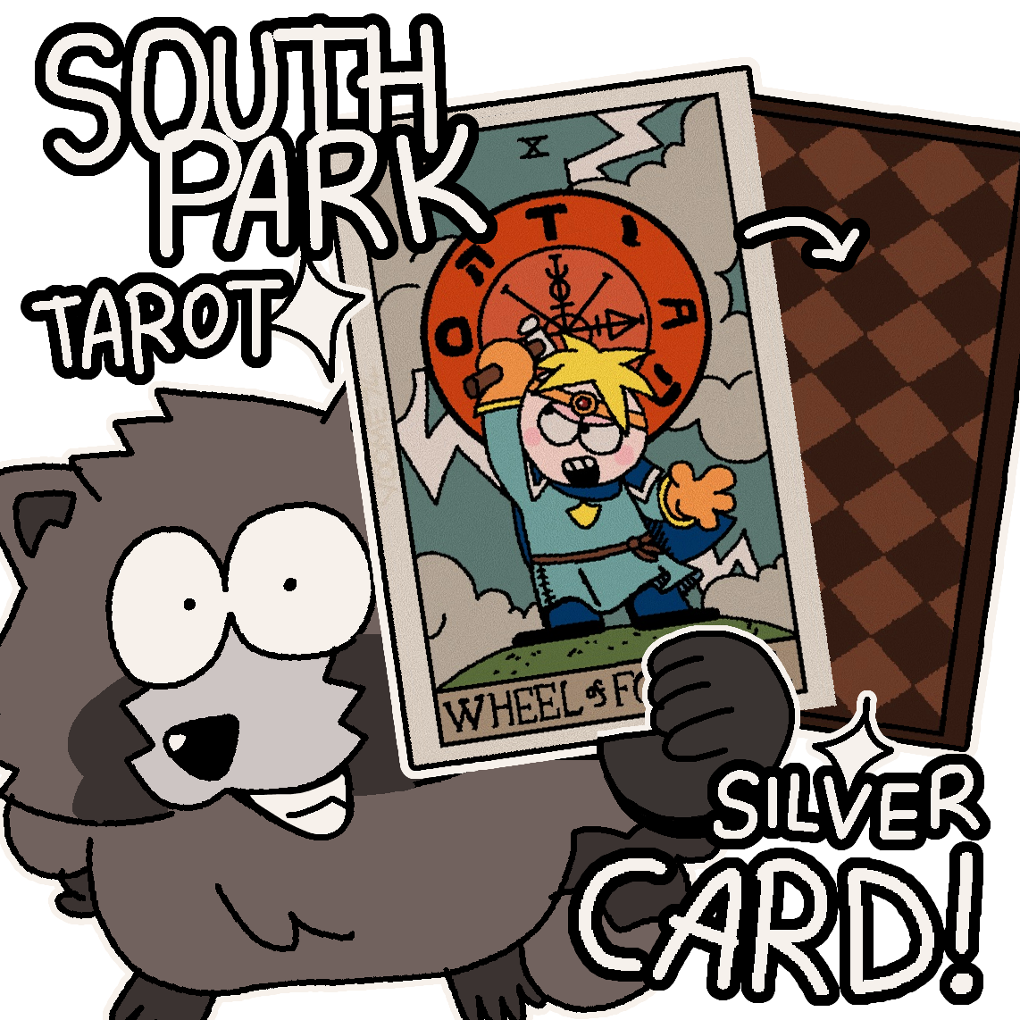 South Park TAROT silver CARD! (WHEEL of FORTUNE - X)