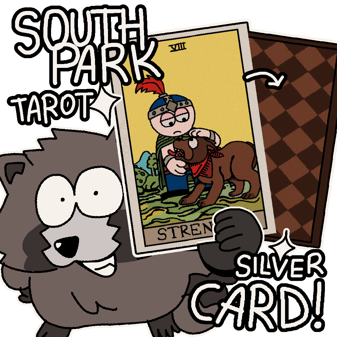 South Park TAROT silver CARD! (STRENGTH - VIII)