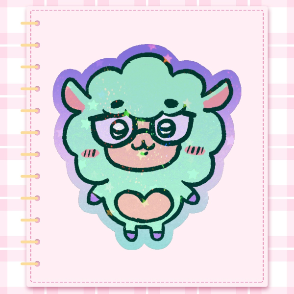 Small and Cute Sheep Colored Edge Die Cut Stickers