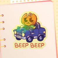 Pumpkin Cat Car Beep Colored Edge Die Cut Stickers
