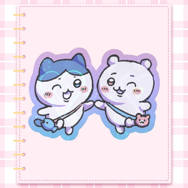 Chiikawa and Hachiware Colored Edge Die Cut Stickers