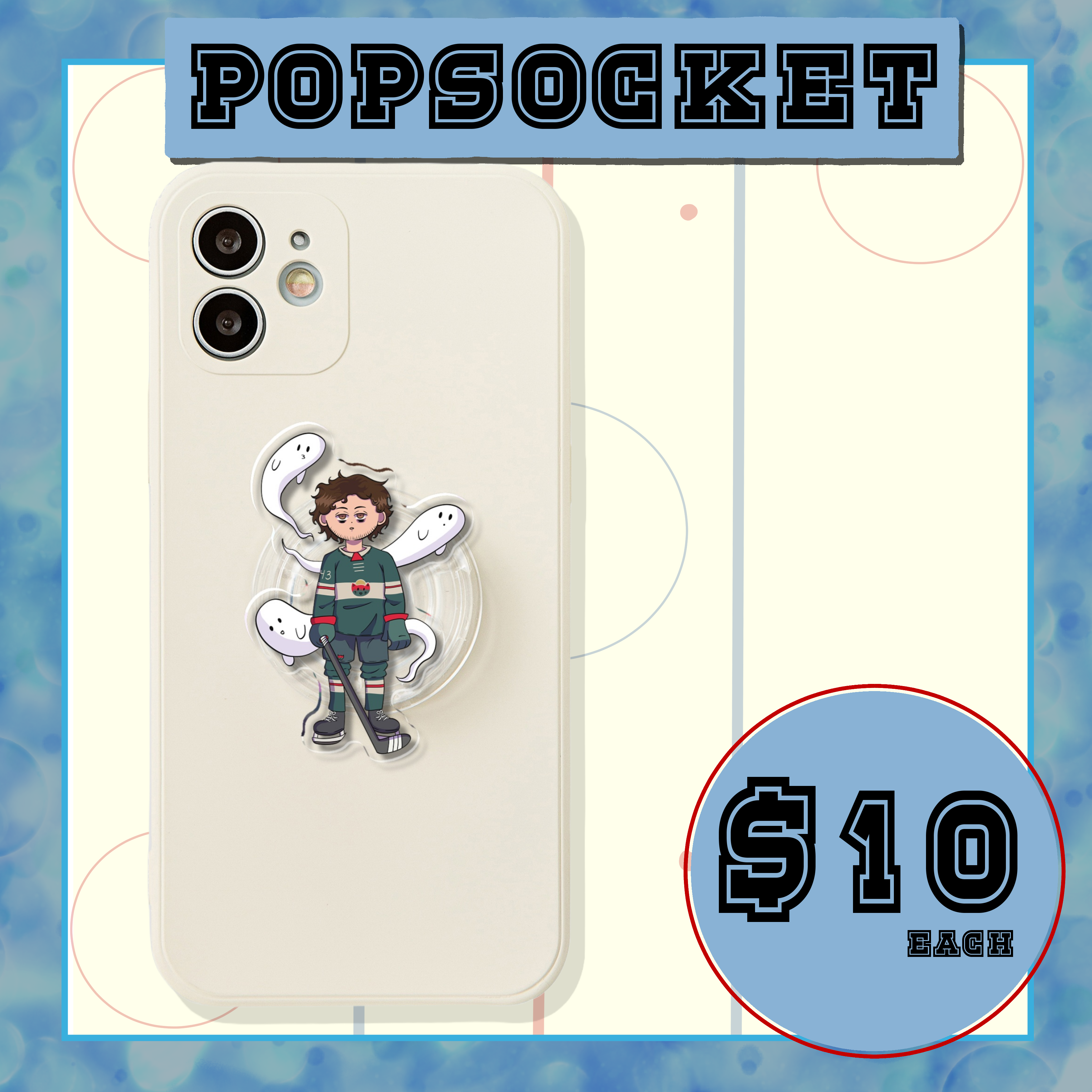 Quinn Hughes and his Ghosts || NHL || Hockey || Minnesota Wild Acrylic Airbag Phone Holder - 1.96"(50mm), Clear
