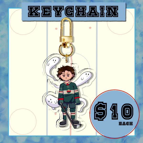 Quinn Hughes and his Ghosts || NHL || Hockey || Minnesota Wild Clear Acrylic Keychains