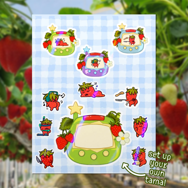 Strawberry-tama sticker sheet