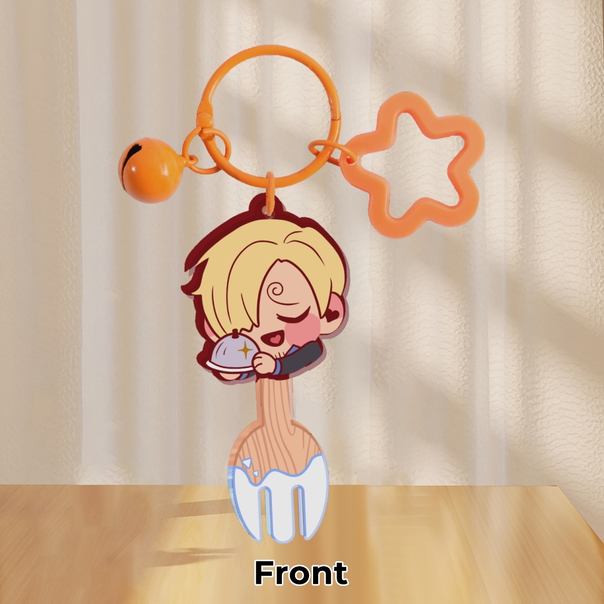 Acrylic Keychain - Chef Vinsmoke Sanji Stealth Black & Eating Utensil - One Piece Anime