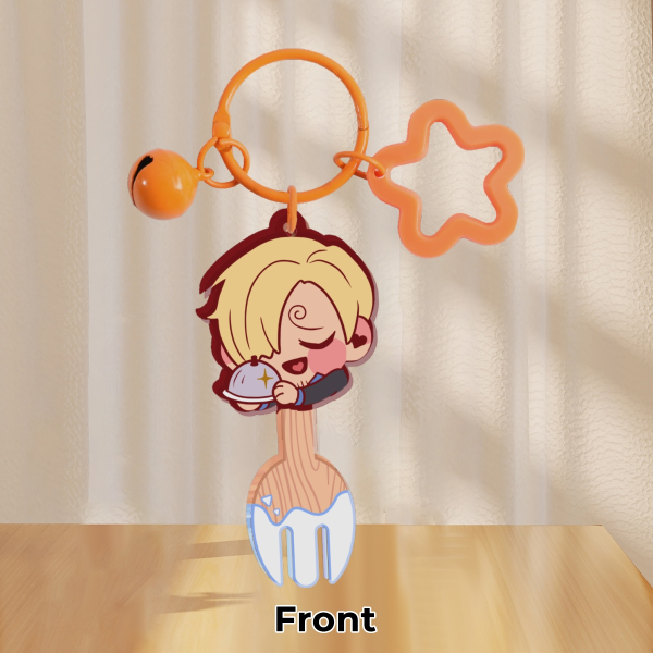 Acrylic Keychain - Chef Vinsmoke Sanji Stealth Black & Eating Utensil - One Piece Anime