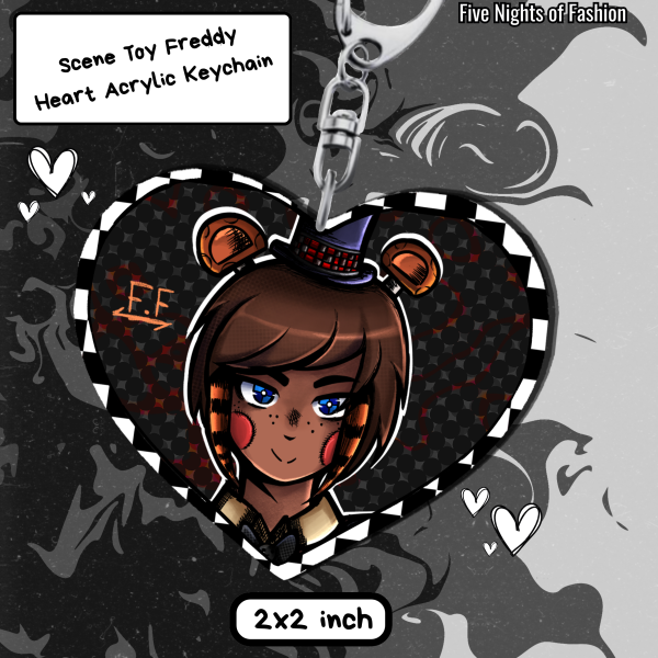 Scene Toy Freddy Heart Acrylic Keychain