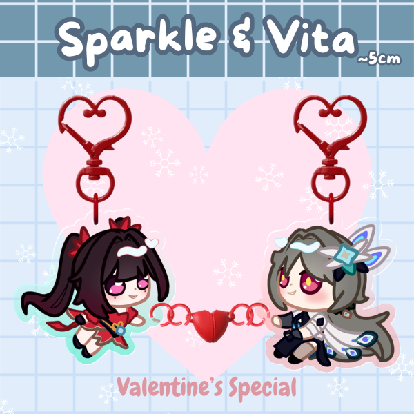 [HI3/HSR] Heart Magnet Keychains - Sparkle & Vita