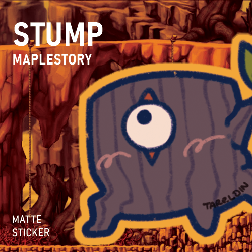 Cute Fantasy Brown Stump Plant Monster | MapleStory Nostalgia | Matte Sticker