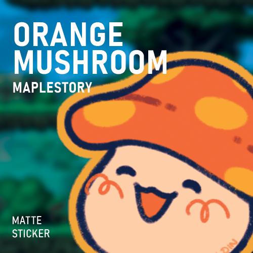 Cute Fantasy Orange Mushroom | MapleStory Nostalgia | Matte Sticker