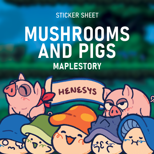 Henesys Mushrooms and Pigs | MapleStory Nostalgia | Sticker Sheet