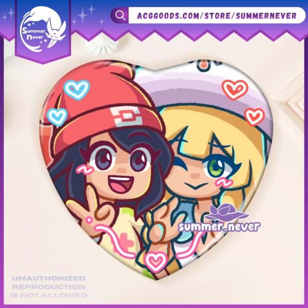 MOONLILYSHIPPING [Pokemon] Selene x Lillie Heart Button Badge