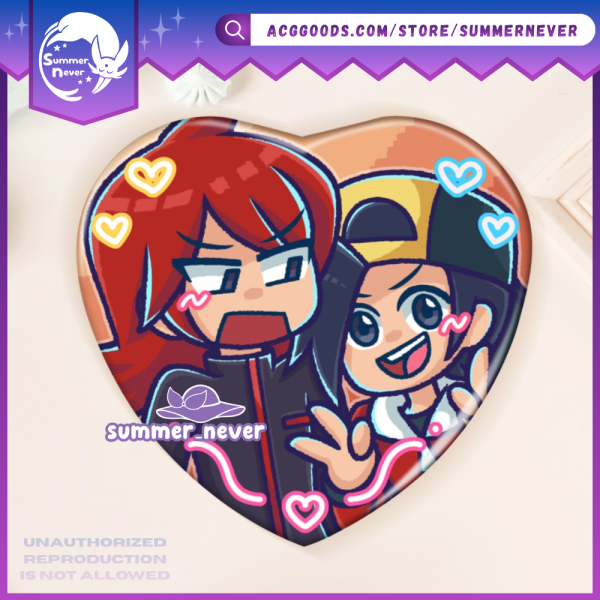 PRECIOUSMETALSHIPPING [Pokemon] Silver x Ethan / Gold Heart Button Badge