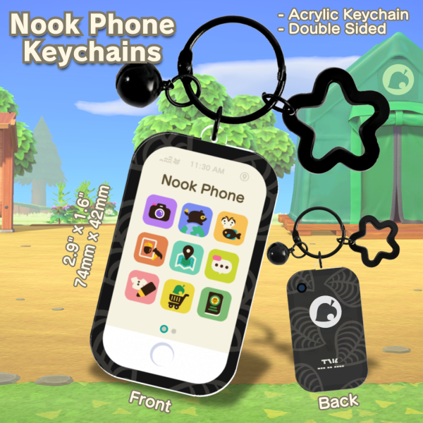 Black NookPhone || Animal Crossing Keychain