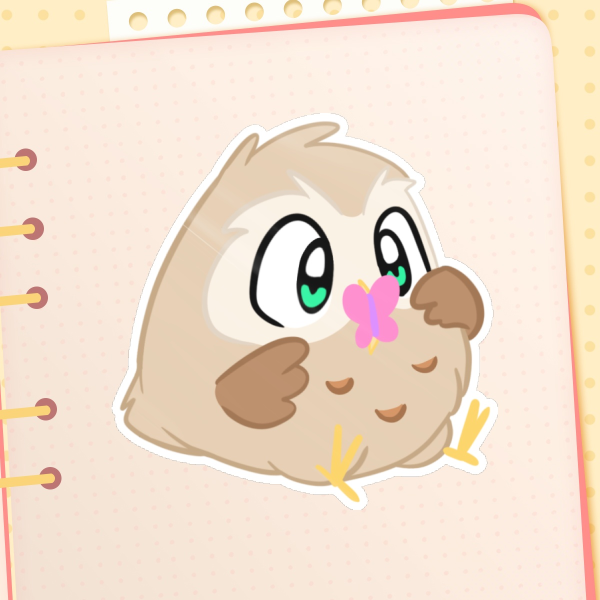 Marshmallow the Owl Sticker | Butterfly