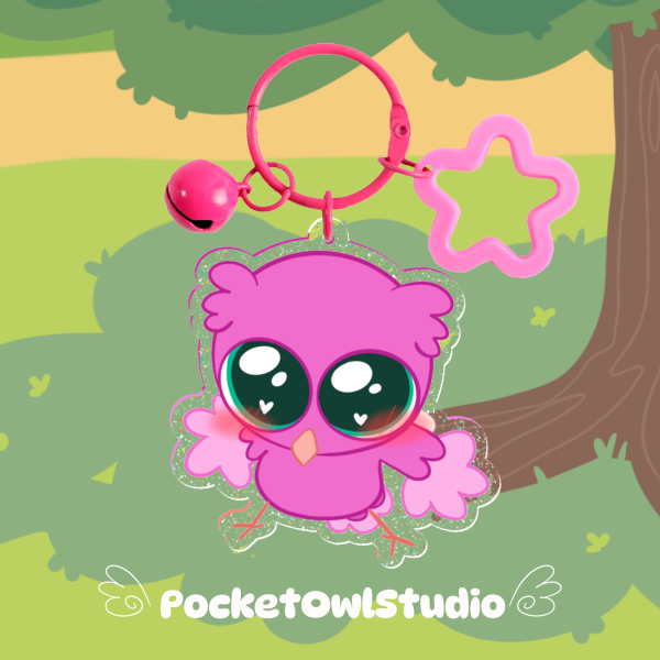 Goober Owliver Glitter Acrylic Keychains
