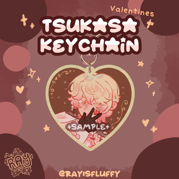 Valentines Tsukasa Heart Shaped Wooden Keychain