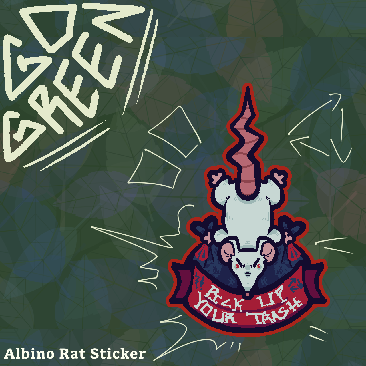 Die Cut Albino Rat Sticker