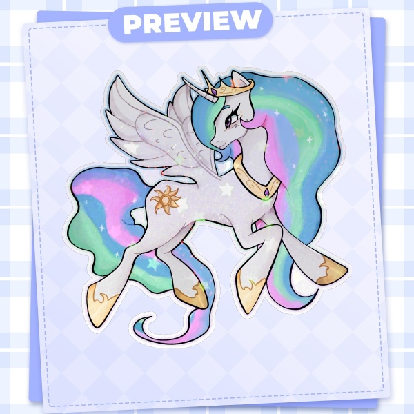 Princess Celestia My Little Pony Star Holographic Die Cut Stickers