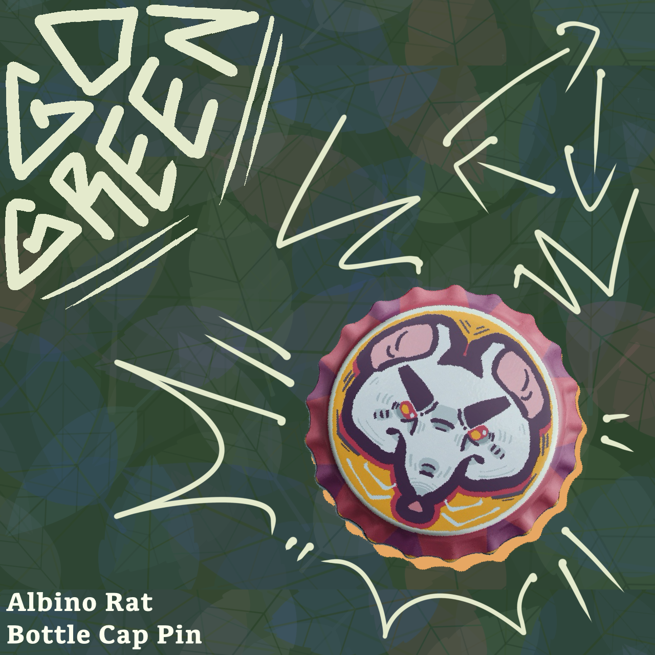 Albino Rat Bottle Cap Pin