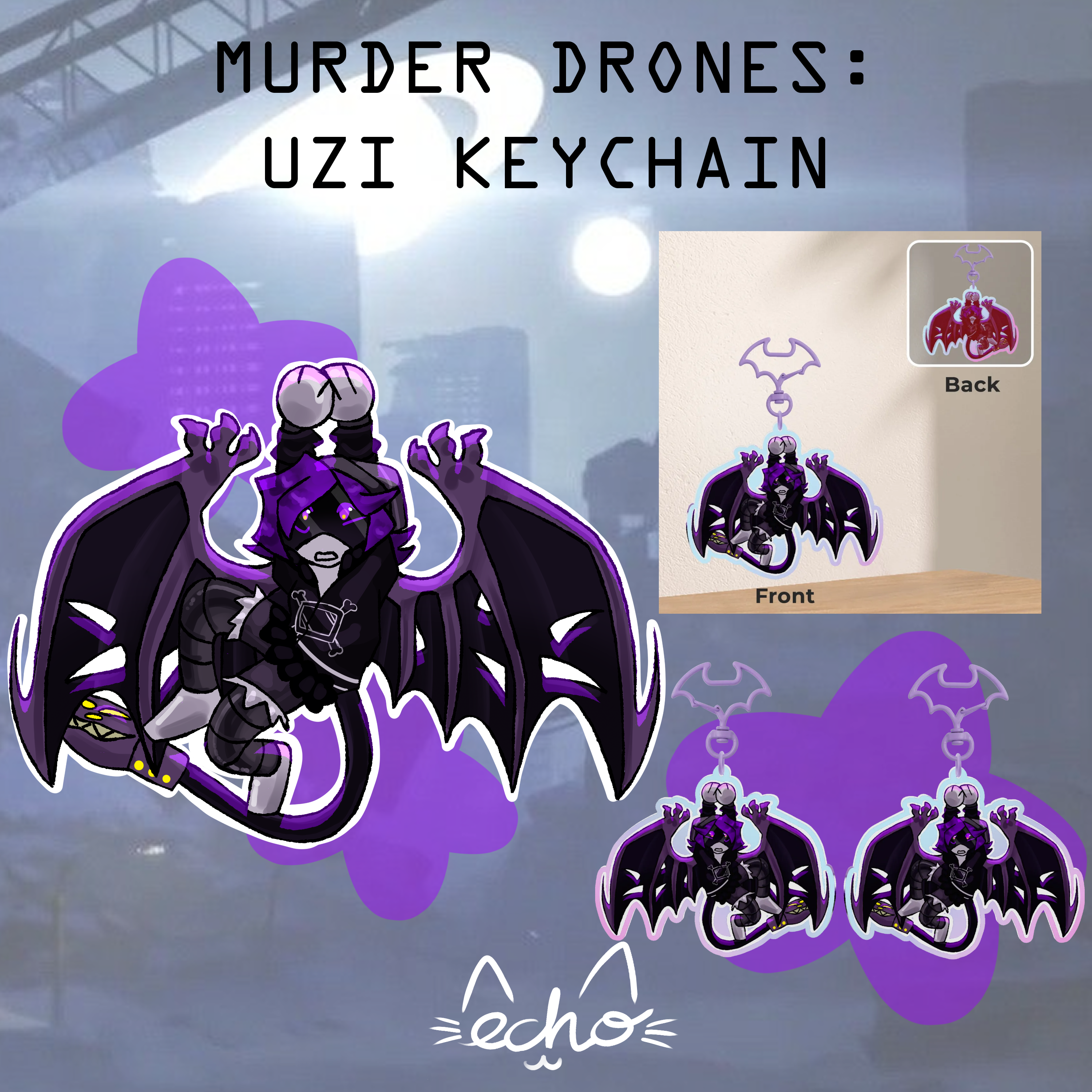 Murder Drones Uzi Rainbow Keychain