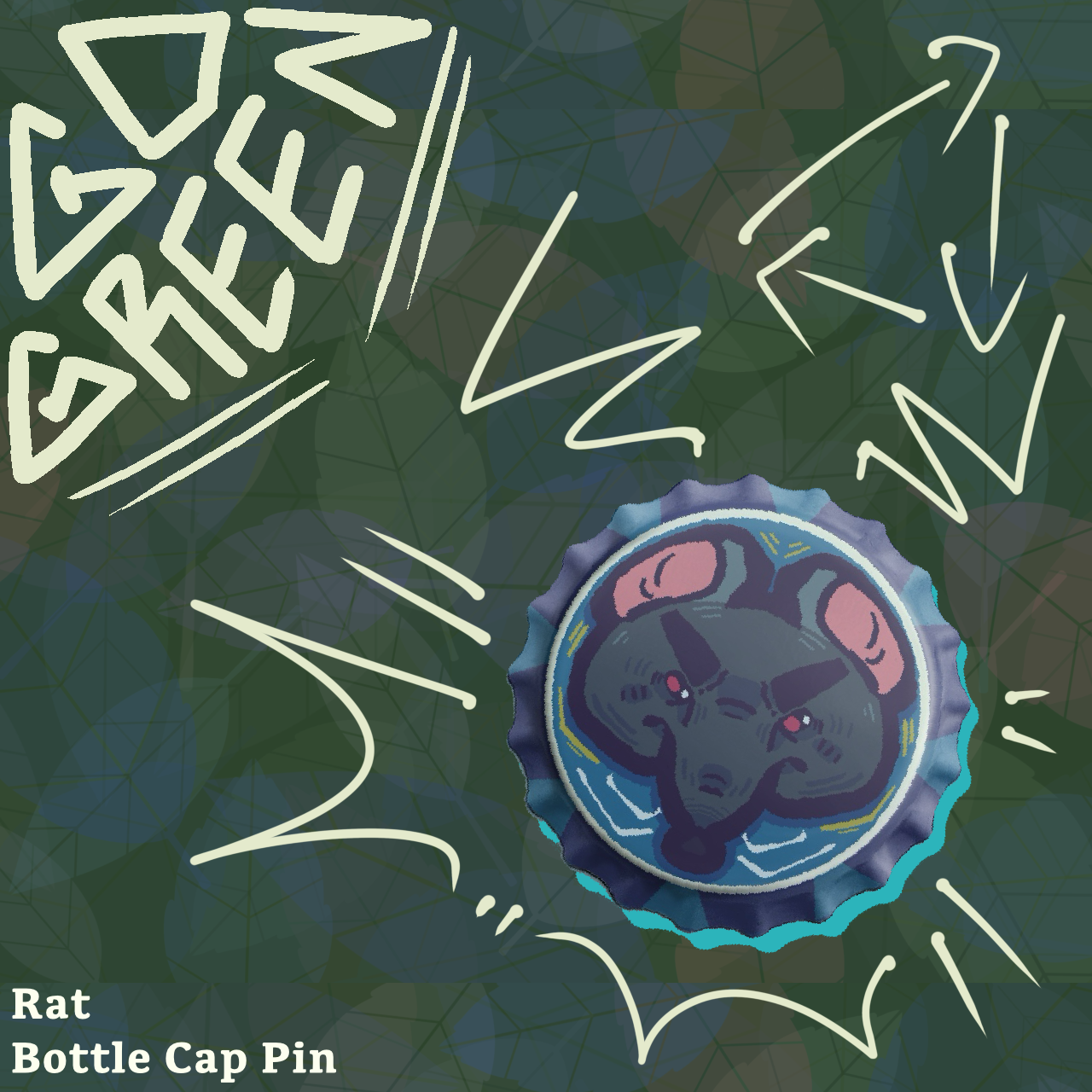 Rat Bottle Cap Pin
