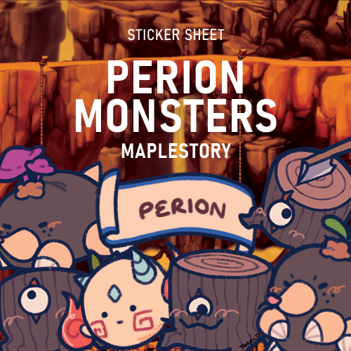 Perion Moles Tree Stumps Monsters | MapleStory Nostalgia | Sticker Sheet