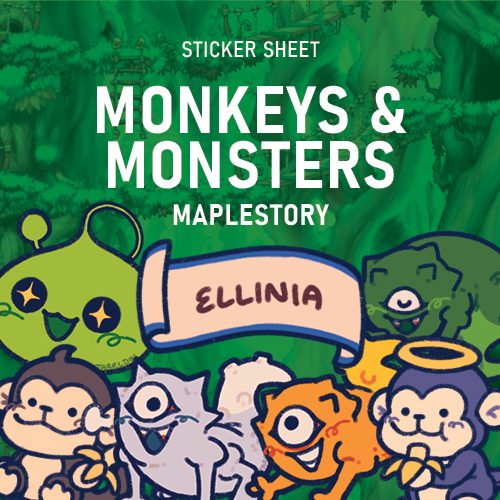 Ellinia Monkeys Slime Lizard Monsters | MapleStory Nostalgia | Sticker Sheet