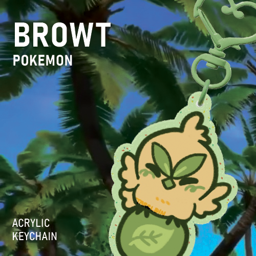 Chibi Browt Baby Bird Chick Starter | Pokemon Winds Waves | Glitter Acrylic Keychain