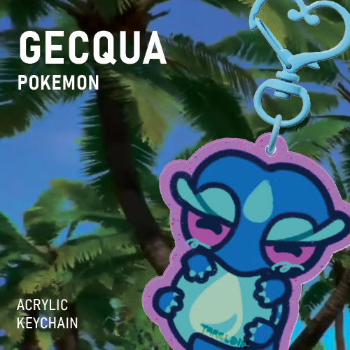 Chibi Gecqua Gecko Lizard Water Starter | Pokemon Winds Waves | Glitter Acrylic Keychain