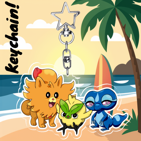 Winds and Waves Pombon Browt Gecqua Clear Acrylic Keychain