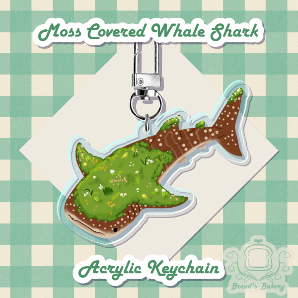 Moss Covered Whale Shark Acrylic Keychain