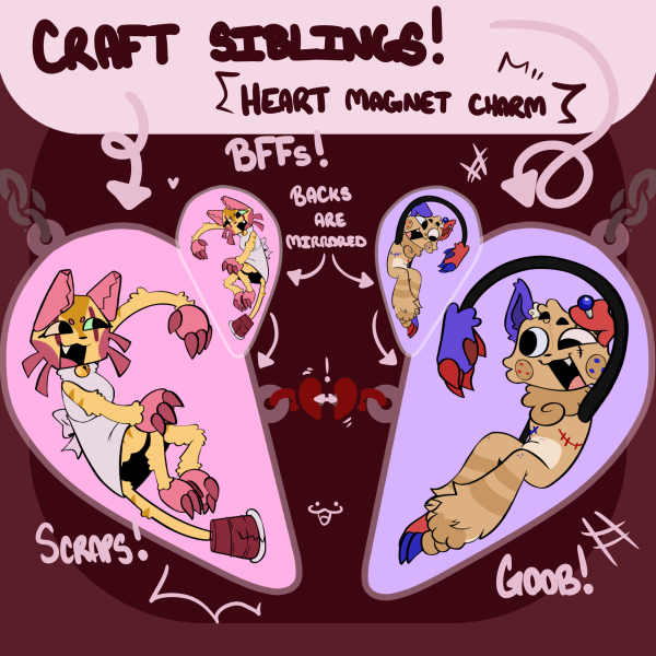 Craft Siblings Heart Magnet Charm