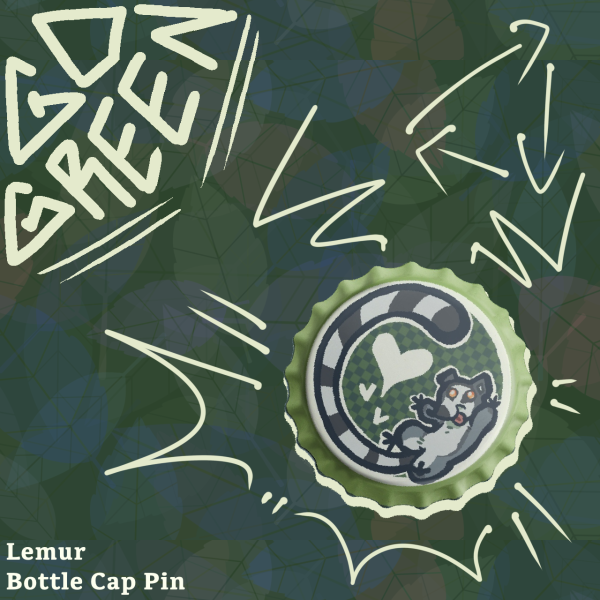Ring Tailed Lemur Bottle Cap Pin