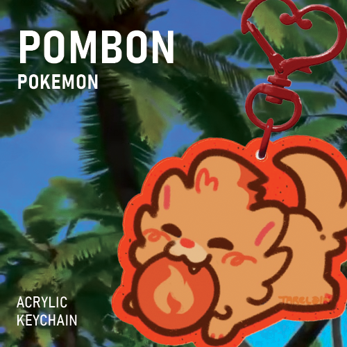 Chibi Pombon Pomeranian Puppy Dog Fire Starter | Pokemon Winds Waves | Glitter Acrylic Keychain
