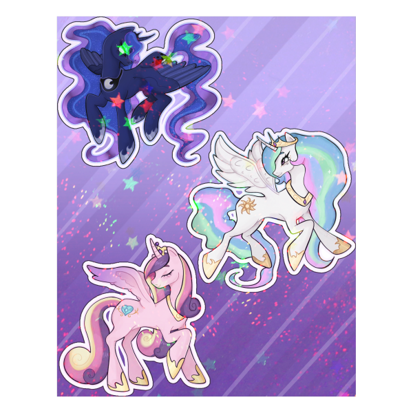 The Princesses My Little Pony Star Holographic Coated Paper Stickers Sheet
