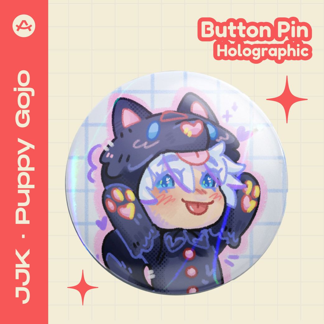 "Puppy Gojo" Button Pin