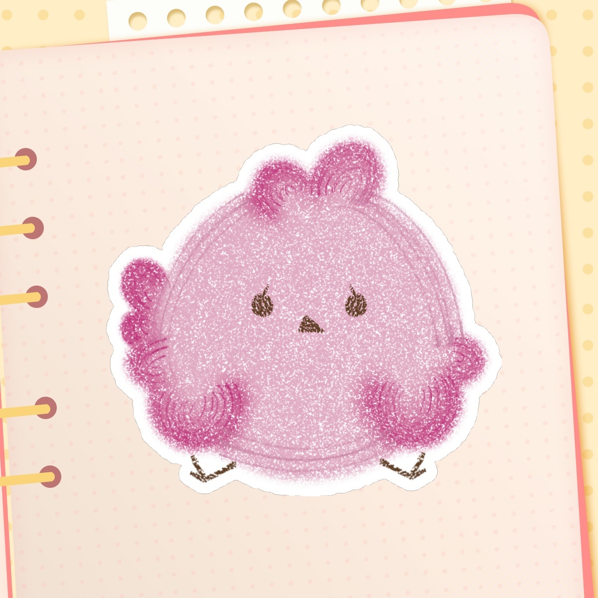 Cute round pink bird - die cut sticker