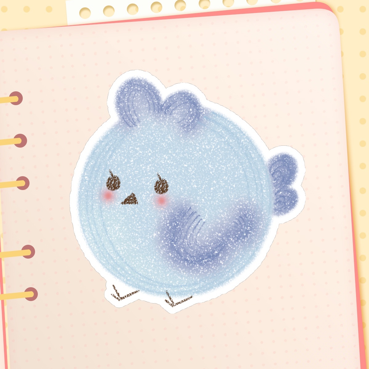 Cute round blue bird - die cut sticker