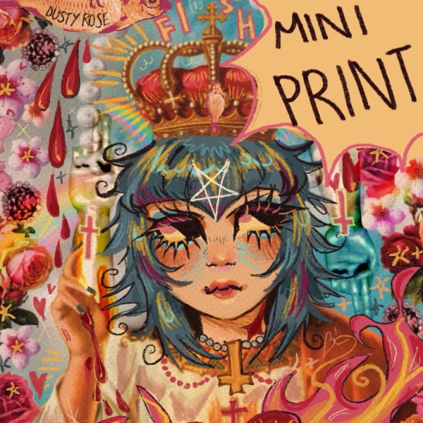 Goddess of the Fish mini postcard print